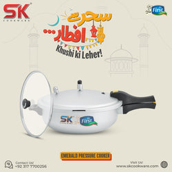 Emerald 2-in-1 Anodized Wok Pressure Cooker Free Glass Lid