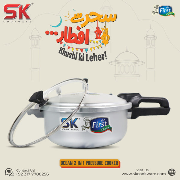 Ocean 2 in 1 Pressure Cooker with Free Glass Lid (Baigona Cooker)