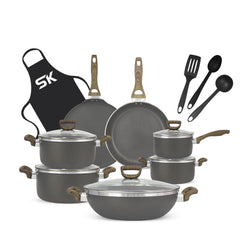 16 Pieces Non Stick Daffodil Gift Pack Set Soft Touch Wooden Texture Handle