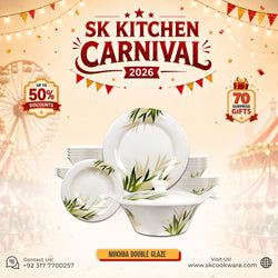 69 Pieces Melamine Double Glaze Dinnerware Set - Nukhba 01 [8 Person Serving]