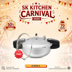 7 Liter 2-in-1 Anodized Zircon Wok Pressure Cooker with Free Glass Lid