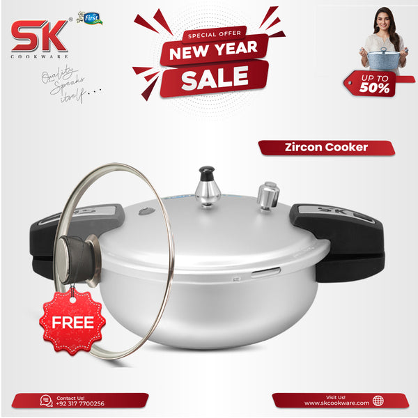 7 Liter 2-in-1 Anodized Zircon Wok Pressure Cooker with Free Glass Lid