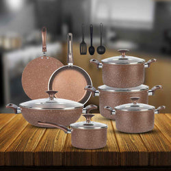 15 Pieces Marble Coated Gift Pack Daisy Light Cookware Set - Skcookware