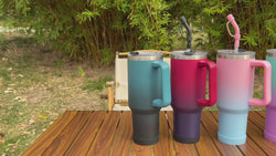 Insulated Stainless Steel Tumbler with Handle & Straw - B4