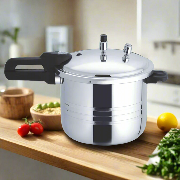 Sapphire Mirror Polish Pressure Cooker with Easy Gripping