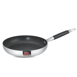 Mirror Polish Aluminum Steno Frying Pan inside Marble Coat - Black