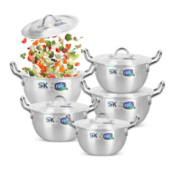 10 Pieces Aluminum Heavy Gauged Metal Finish Casserole Tempo Set 2/6 - Skcookware