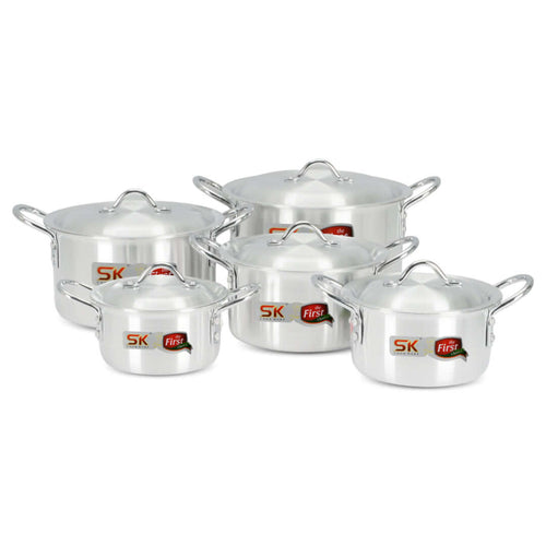 10 Pieces Aluminum Shine Casserole Set - 19 to 28 cm - Skcookware
