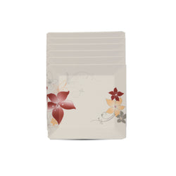 Set of 6 Square Shape Double Glaze Lavish Rice Plates - Mallow Flowers
