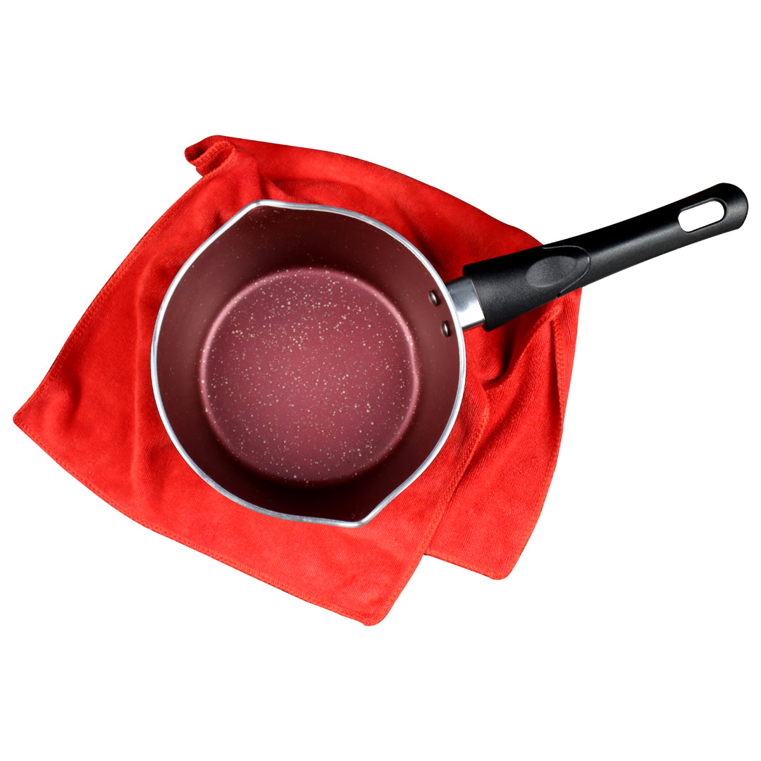 Marble Coated Double Spout Milk Pan - Maroon