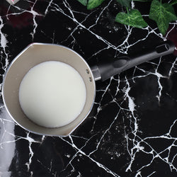 Marble Coated Double Spout Milk Pan - Cream