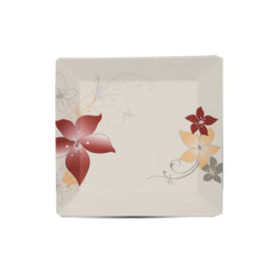 Set of 6 Square Shape Double Glaze Lavish Rice Plates - Mallow Flowers