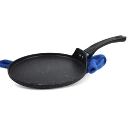 Black Marble Coated Grill Pan Round Shaped with Plain Surface