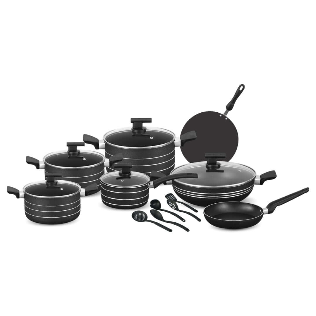 17 Pieces Non-Stick Tulip Gift Pack Set Black - Skcookware