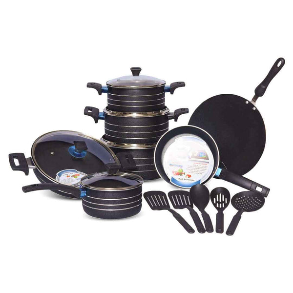 17 Pieces Non-Stick Turquoise Gift Pack Set - Black - Skcookware