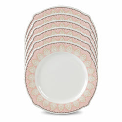 Set of 6 Round Shape Double Glaze Crystal Rice Plates