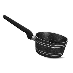 Marble Coated Single Spout Milk Pan - Black - skcookware 