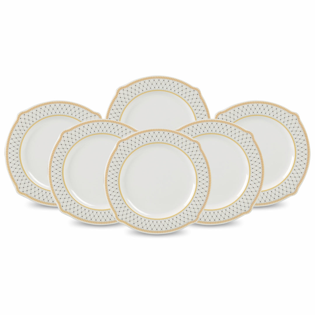 Set of 6 Round Shape Double Glaze Crystal Rice Plates - 1002
