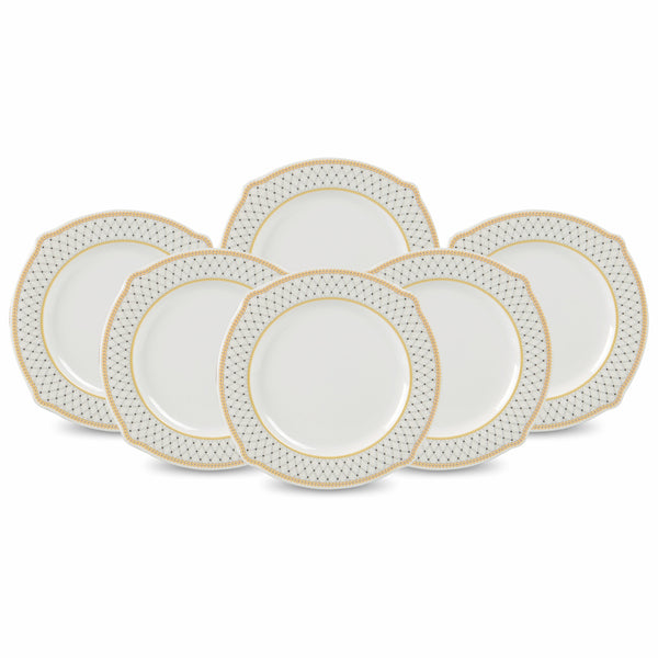 Set of 6 Round Shape Double Glaze Crystal Rice Plates - 1002