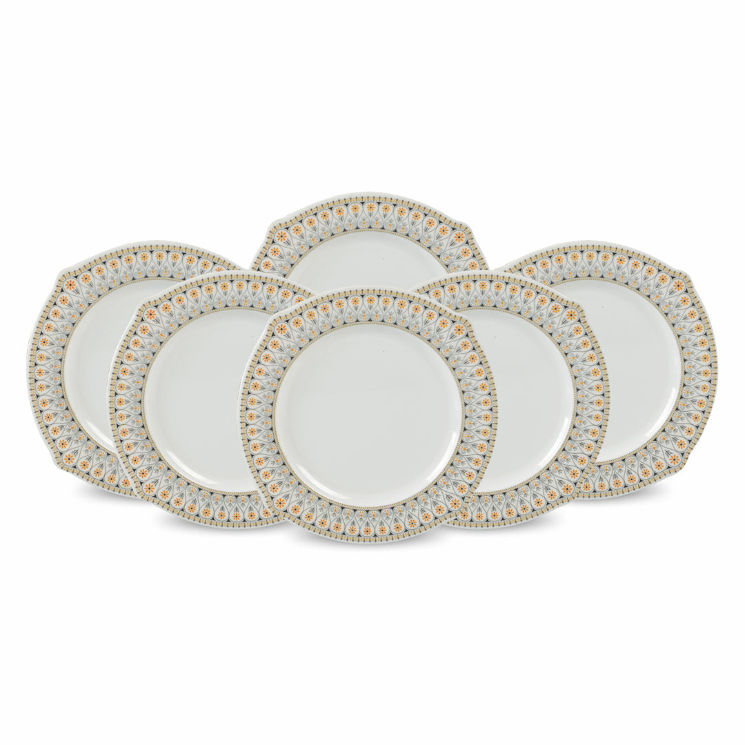 Set of 6 Round Shape Double Glaze Crystal Rice Plates - 1001