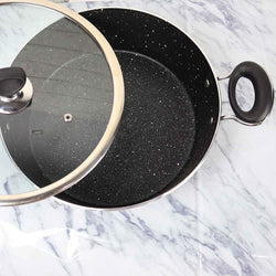 16 Pieces Marble Coated Gift Signature Cookware Set - Black - Skcookware