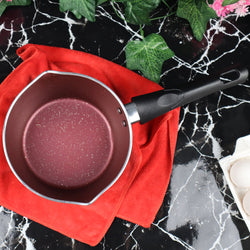 Marble Coated Double Spout Milk Pan - Maroon
