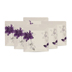 Set of 6 Square Shape Double Glaze Lavish Rice Plates - Purple Clematis