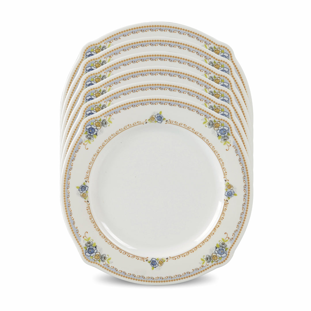 Set of 6 Round Shape Double Glaze Crystal Rice Plates