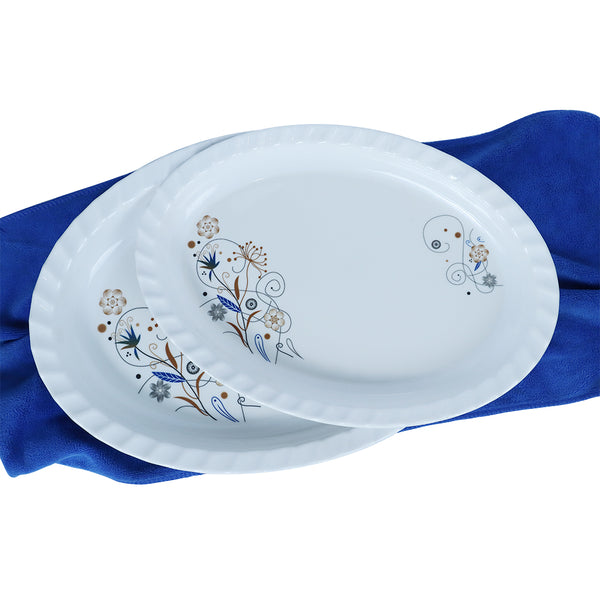 Set of 3 Melamine Single Glaze Oval Shape Trays for Snacks Serving/ Rice/ Salad/ BBQ/ Tea Plate – 4314/18