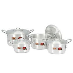 08 Pieces Aluminum Classic Casserole Set - 26 to 33 cm