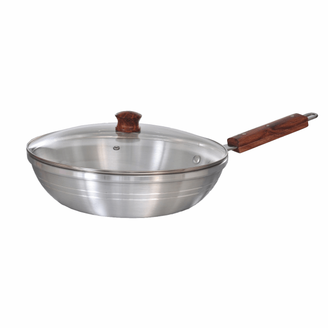 Aluminum Forged Deep Frying Pan with Glass Lid