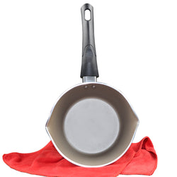 Marble Coated Double Spout Milk Pan - Cream