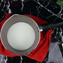 Marble Coated Double Spout Milk Pan - Cream