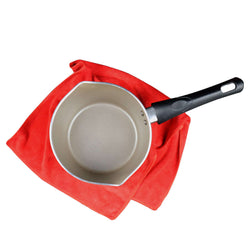 Marble Coated Double Spout Milk Pan - Cream