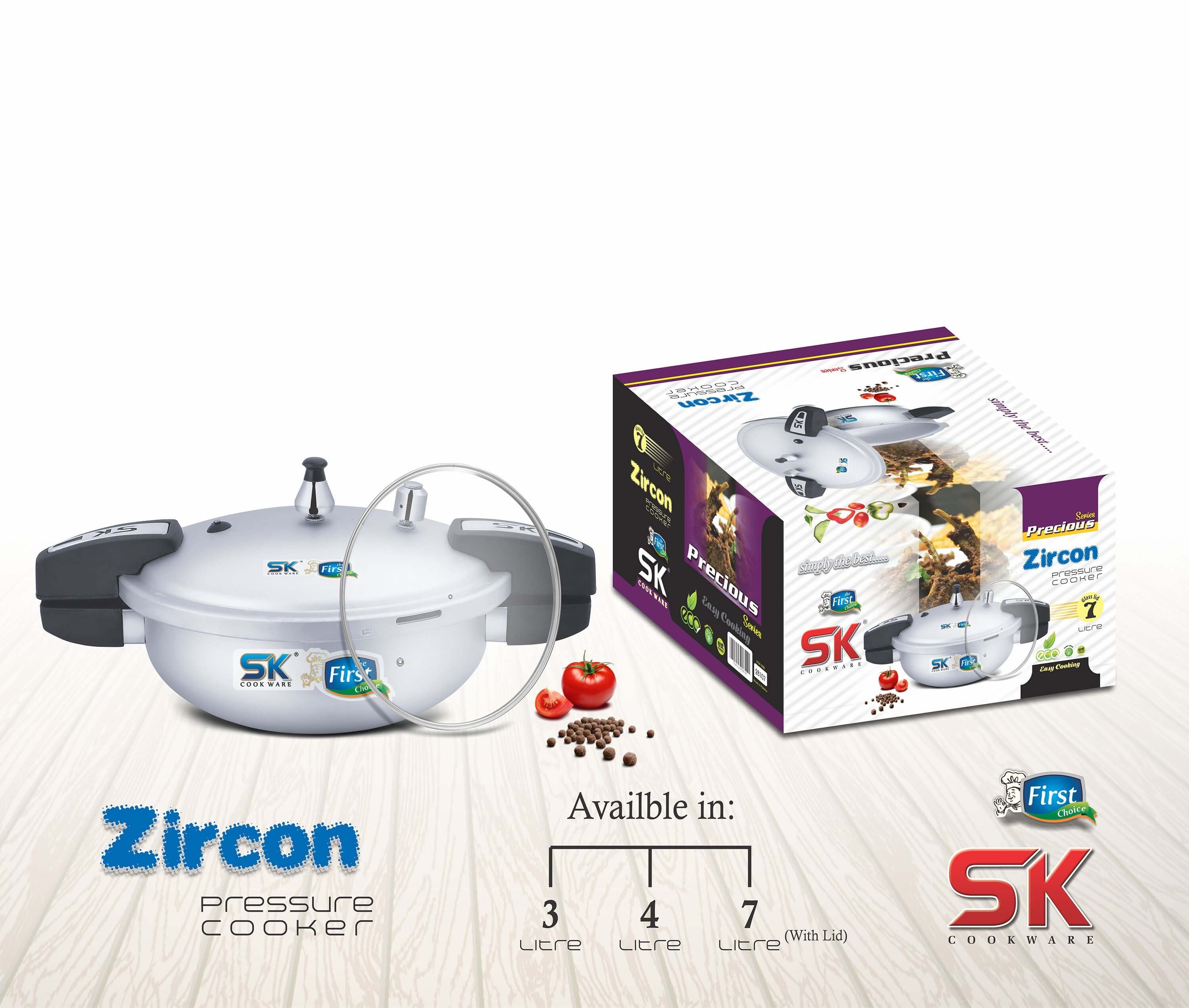 Zircon 2-in-1 Aluminum Pressure Cooker & Karahi/Wok
