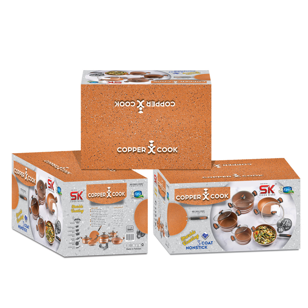 16 Pieces Marble Coating Copper Cook Gift Pack Set - Stone Series 