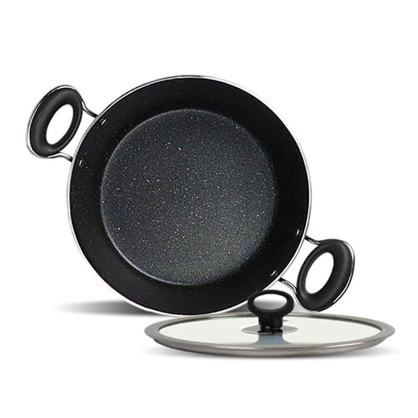 16 Pieces Marble Coated Gift Signature Cookware Set - Black - Skcookware