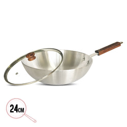 Aluminum Dull Finish Deep Frying Pan with Glass Lid
