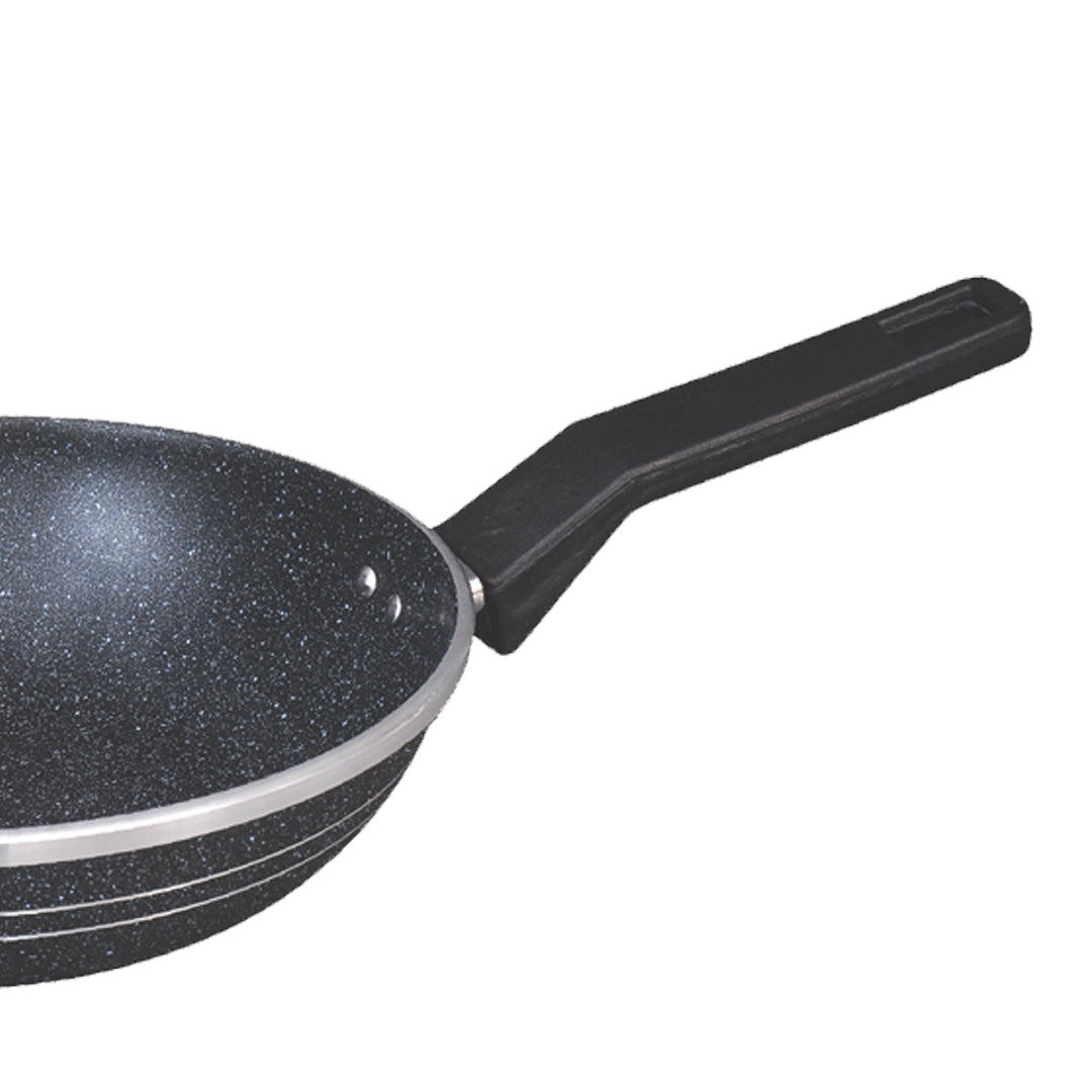 Black Marble Coated Deep Frypan with Glass Lid