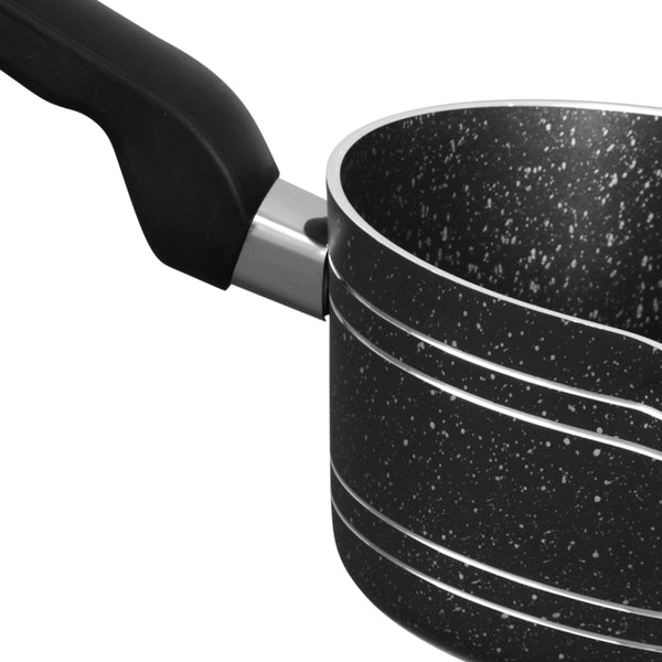 Marble Coated Single Spout Milk Pan - Black - skcookware 