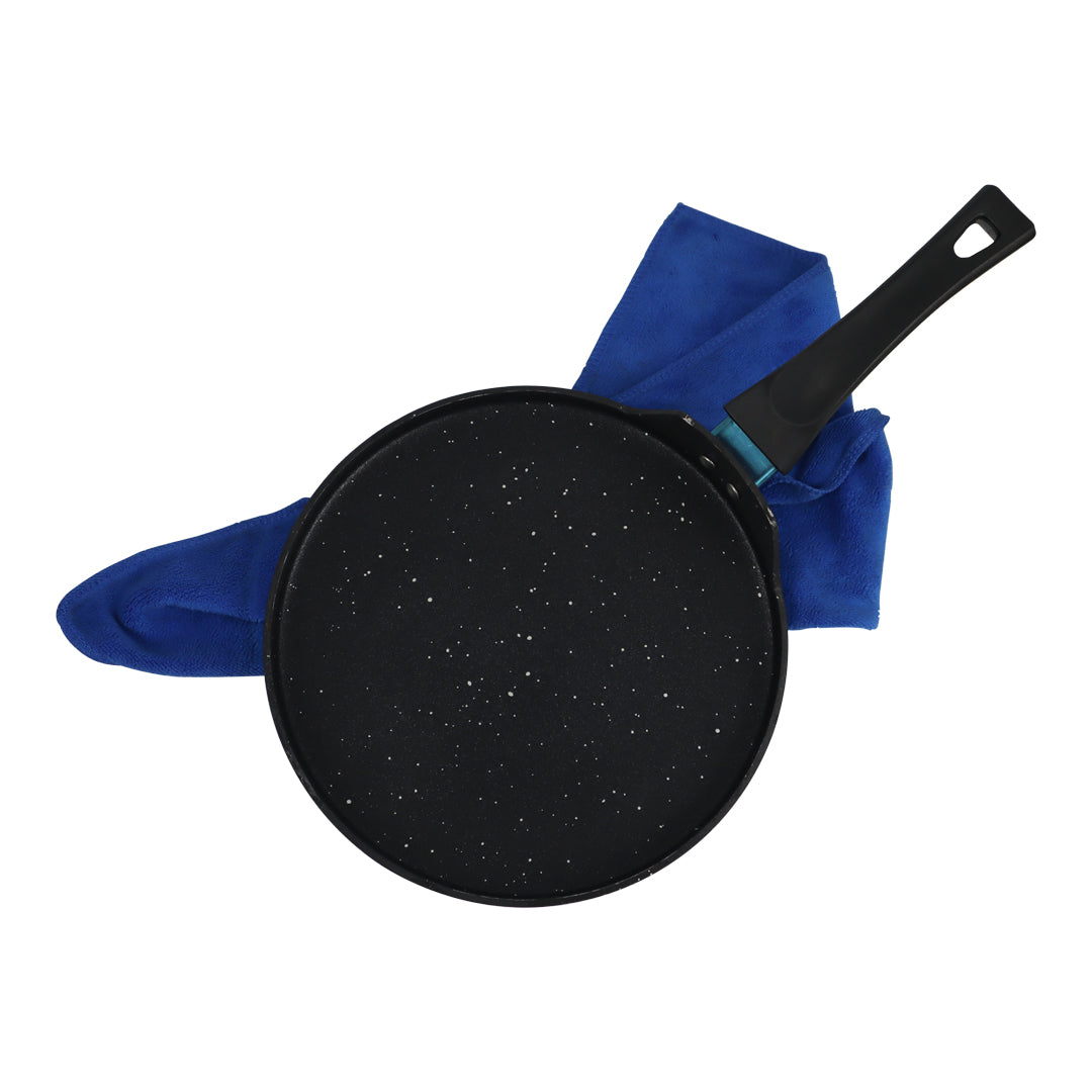 Black Marble Coated Grill Pan Round Shaped with Plain Surface
