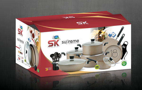 18 Pieces Marble Coating Supreme Gift Pack Set - skcookware 