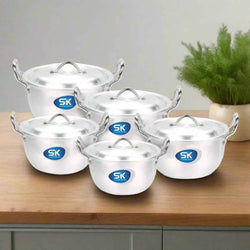 10 Pieces Aluminum Heavy Gauged Metal Finish Casserole Tempo Set 2/6 - Skcookware