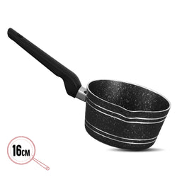 Marble Coated Single Spout Milk Pan - Black - skcookware 