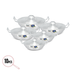 10 Pieces Heavy Gauged Metal Finish Aluminum Wok Gift Set - Skcookware